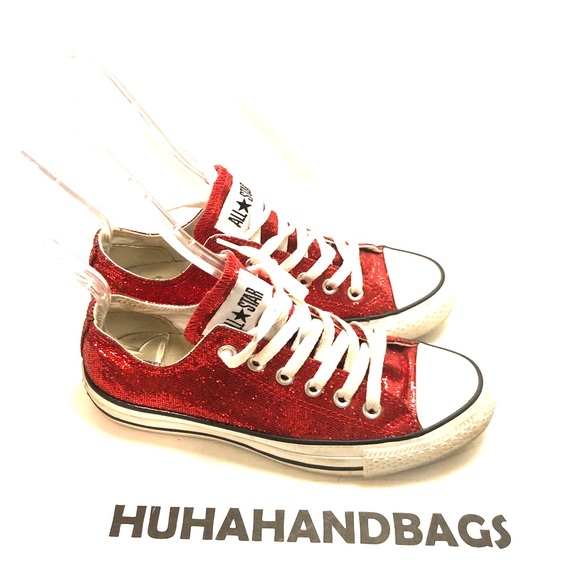 converse red glitter sneakers